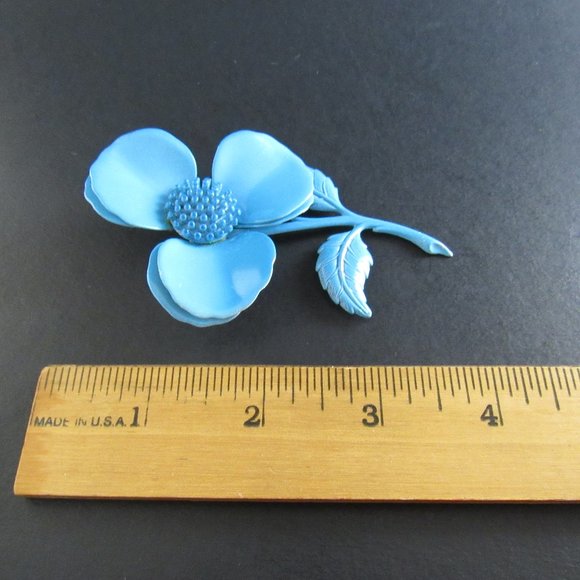 Vintage Brooch LARGE  Blue Flower - Picture 5 of 5